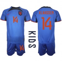 Niederlande Davy Klaassen #14 Fußballbekleidung Auswärtstrikot Kinder WM 2022 Kurzarm (+ kurze hosen)